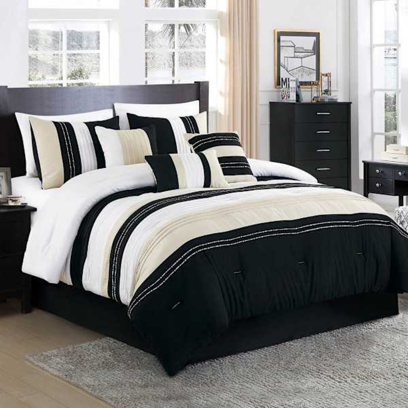 7-Piece Jasper Multicolor Striped Comforter Set, King