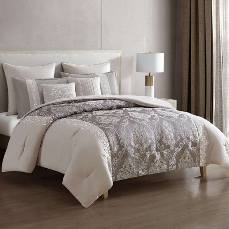 7-Piece Kinsley Grey Comforter Set, King