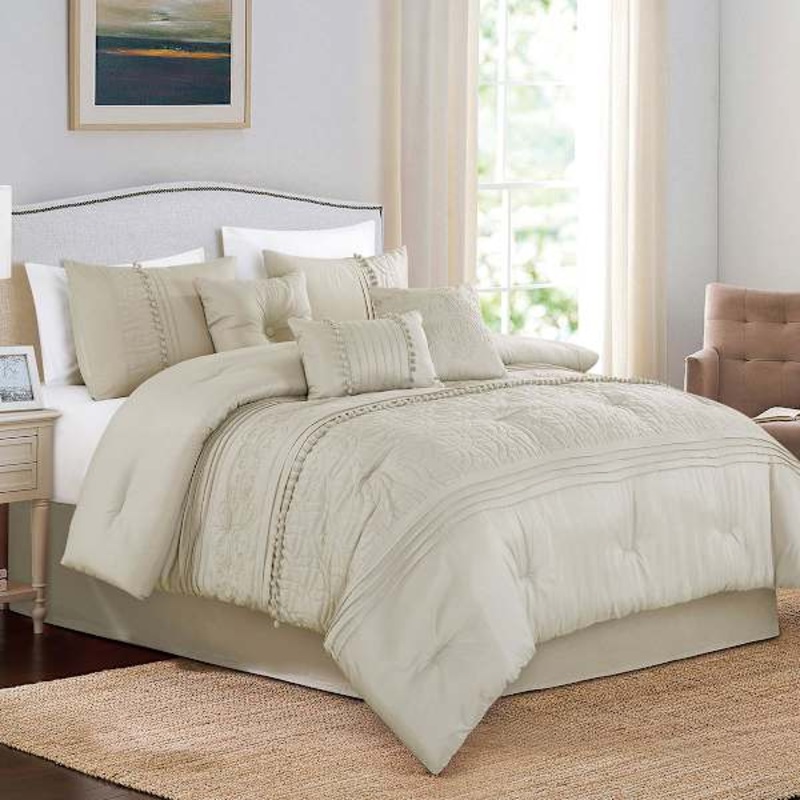 7-Piece Maggie Grey Comforter Set, Queen