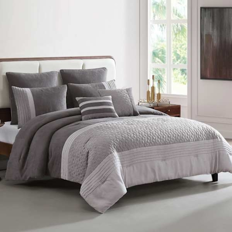 7-Piece Tamona Grey Comforter Set, King