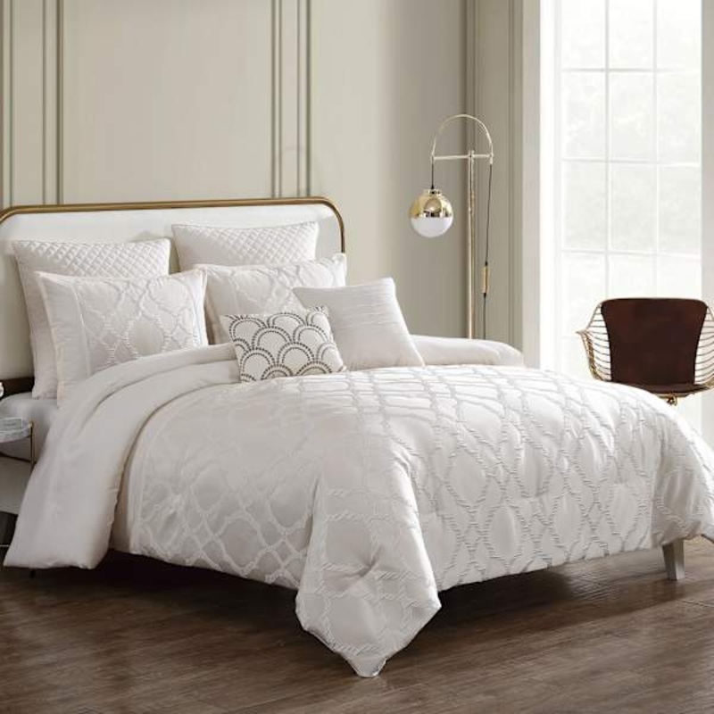 7-Piece Tricia Neutral Comforter Set, Full/Queen