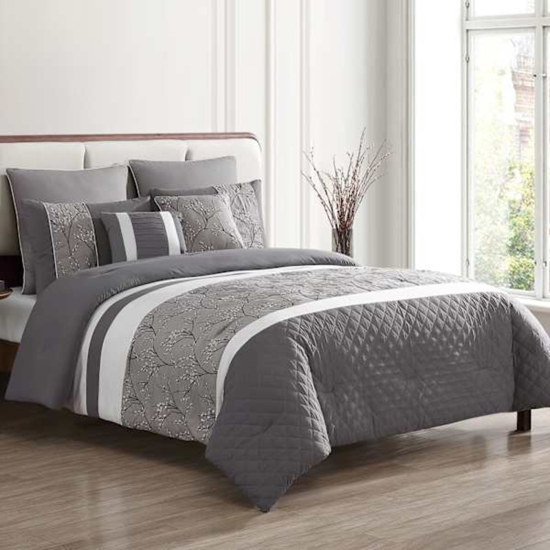 7-Piece Wayton Grey Comforter Set, King