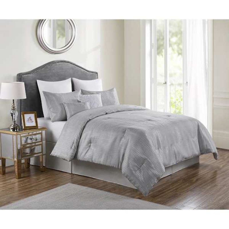 8-Piece Bern Ivory Jacquard Comforter Set, Queen
