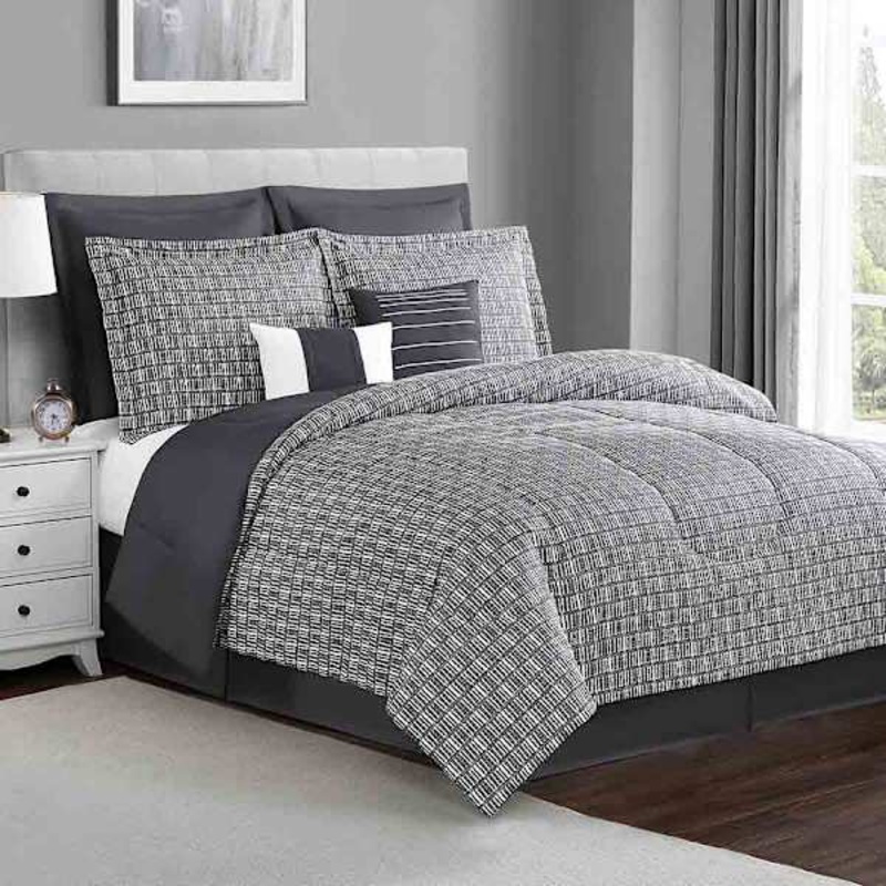 8-Piece Casey Charcoal Essential Comforter Set, King