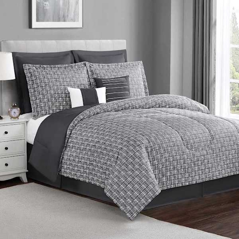 8-Piece Casey Charcoal Essential Comforter Set, Twin