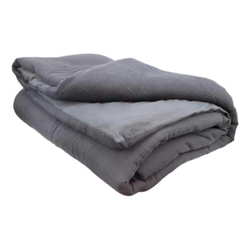 3-Piece Dark Grey Cotton Dash Matelasse Comforter Set, Full/Queen