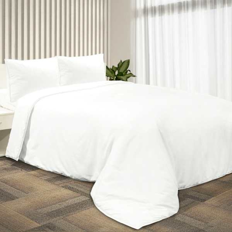 3-Piece White Washed Cotton Percale Comforter Set, Full/Queen