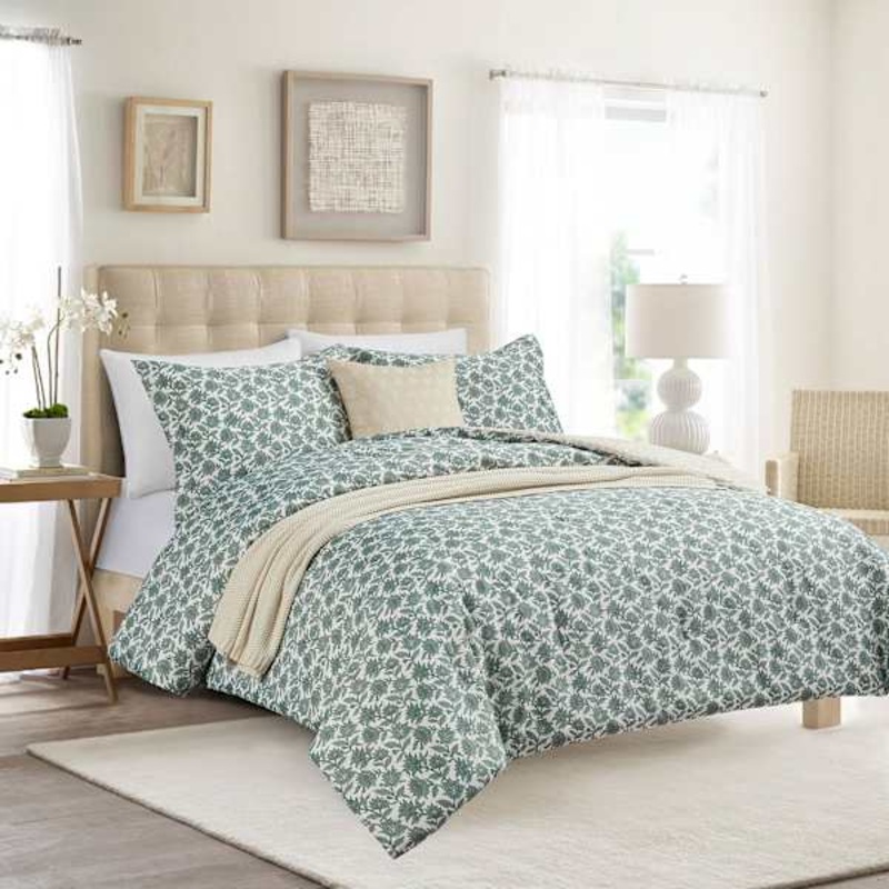 5-Piece Folk Floral Print Comforter Set, Full/Queen