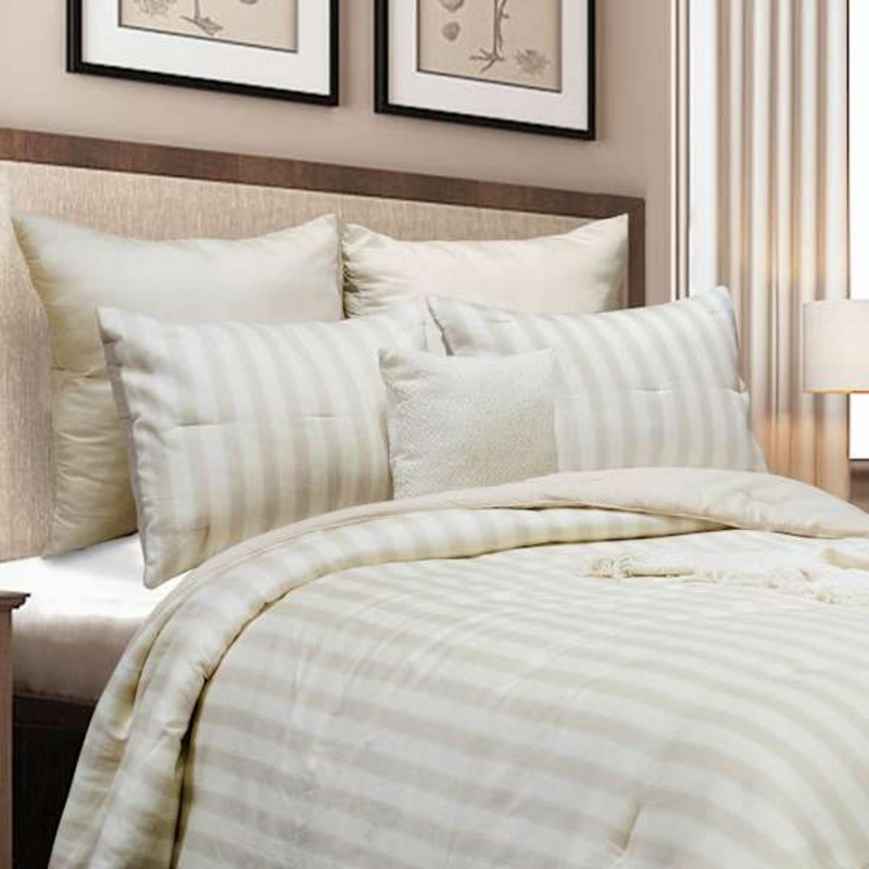 5-Piece Neutral Stripe Comforter Set, King