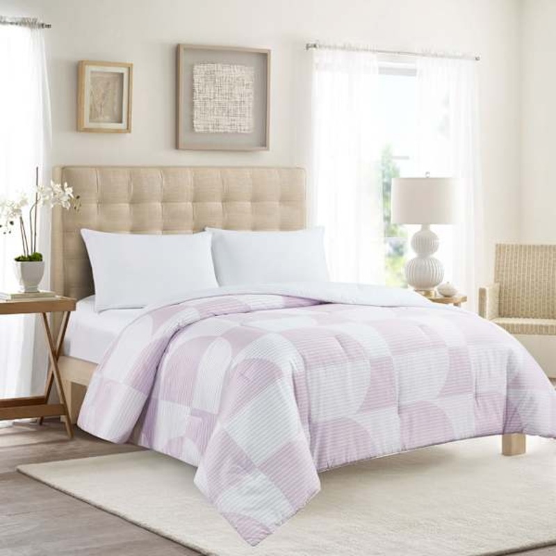 Purple Geo Printed Brushed Microfiber Comforter, Full/Queen