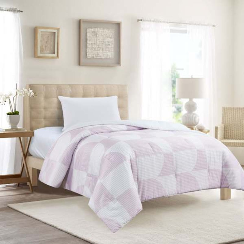 Purple Geo Printed Brushed Microfiber Comforter, Twin/Twin XL