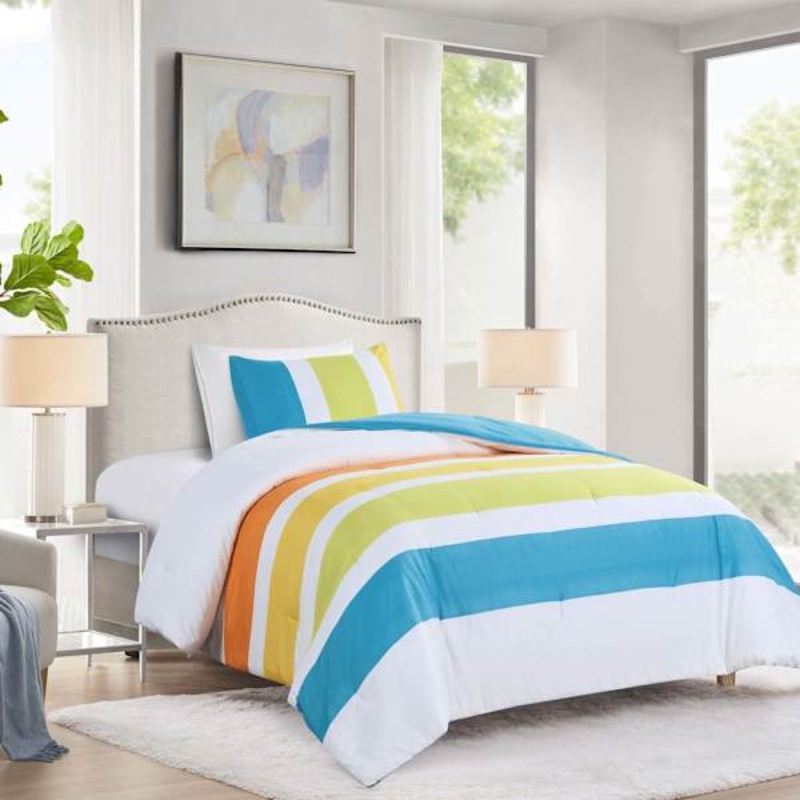 Tiny Dreamers 2-Piece Multicolor Stripe Comforter Set, Twin/Twin XL