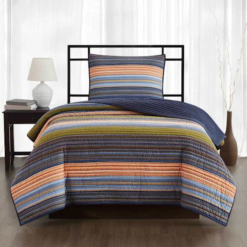 2-Piece Multicolor Striped Quilt Set, Twin/Twin XL