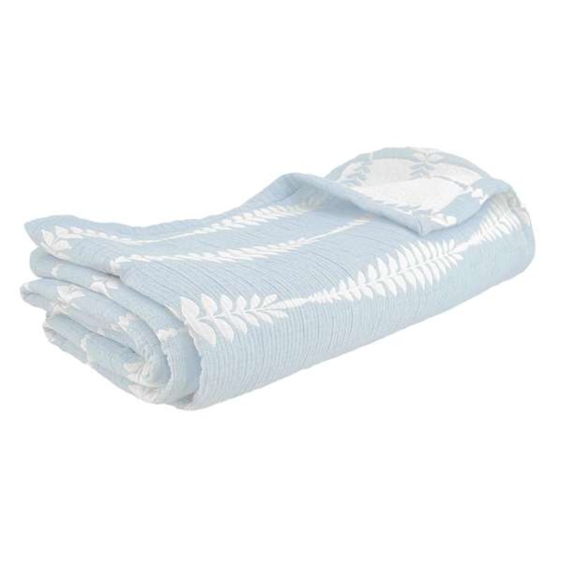 3-Piece Blue Embroidered Matelasse Coverlet, Full/Queen