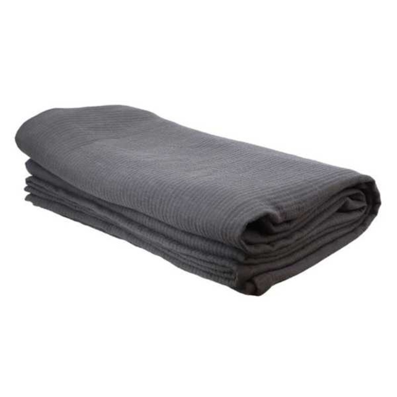 3-Piece Dark Grey Cotton Dash Matelasse Coverlet Set, Full/Queen