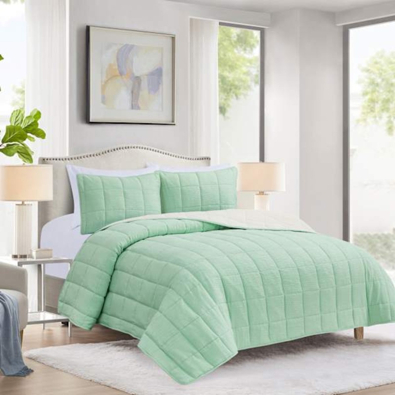 3-Piece Neutral Gauze Quilt Set, Full/Queen