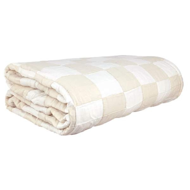 3-Piece Taupe Checkered Metalasse Coverlet Set, King