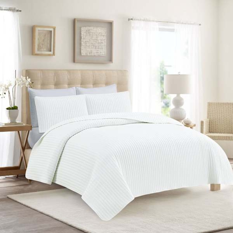3-Piece White Washed Microfiber Quilt Set, Full/Queen