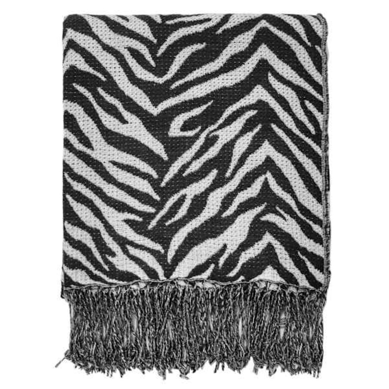 Tiger Print Jacquard Woven Throw Blanket, 50×60