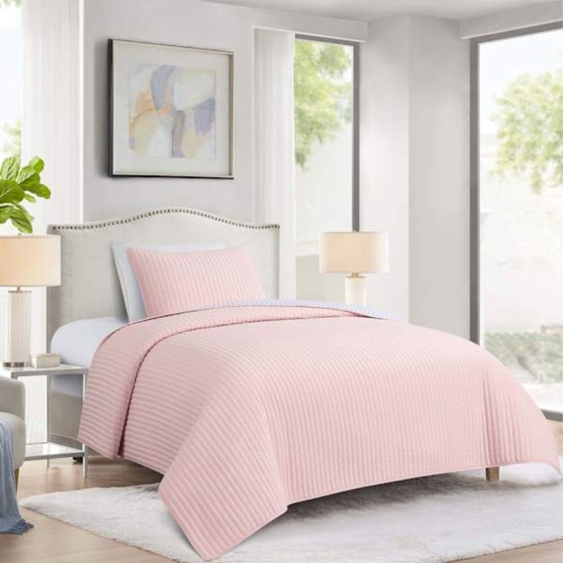 Tiny Dreamers 2-Piece Pink & Purple Washed Microfiber Reversible Quilt Set, Twin/Twin XL