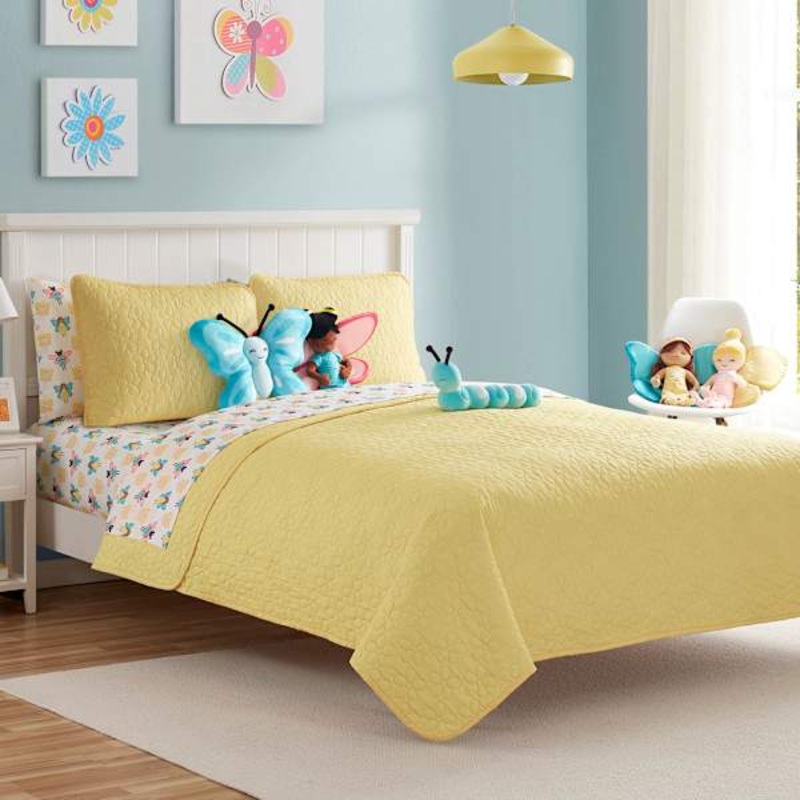 Tiny Dreamers 3-Piece Yellow Daisy Quilt Set, Full/Queen