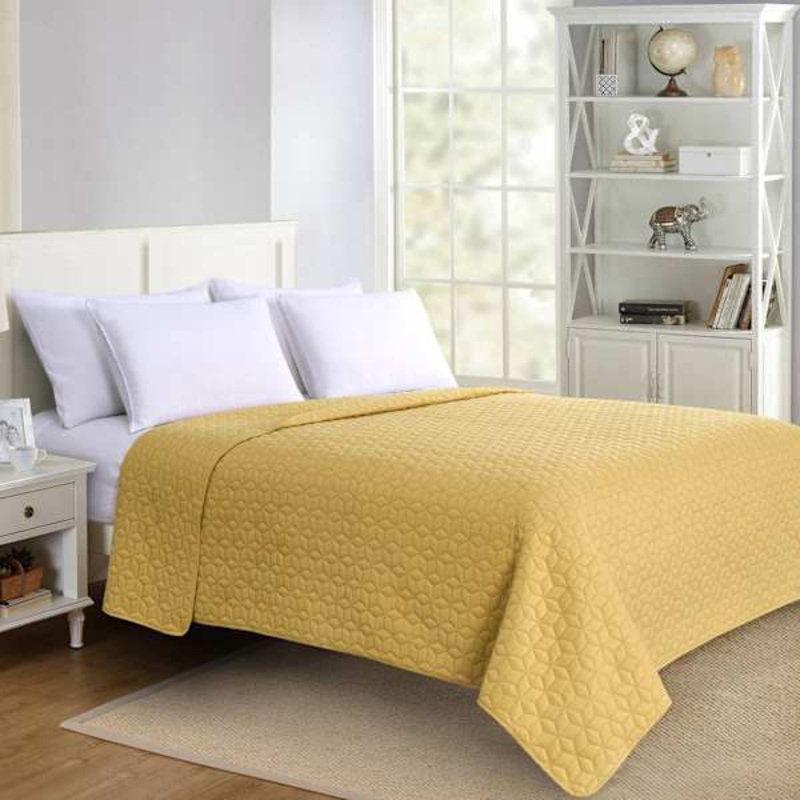 Yellow Geometric Pinsonic Quilt, Twin/Twin XL