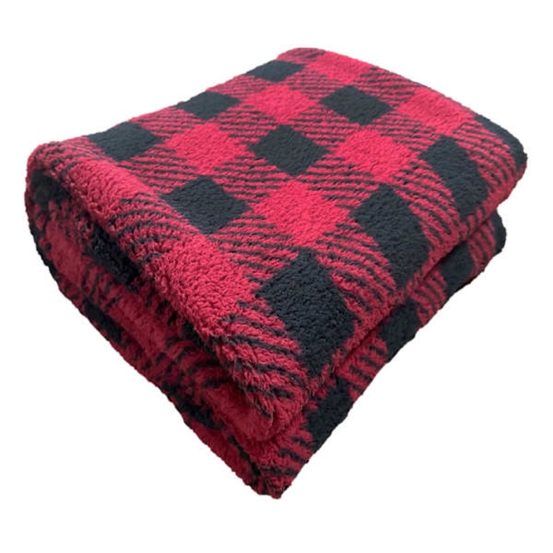 Red & Black Buffalo Plaid Sherpa Throw Blanket, 50×60