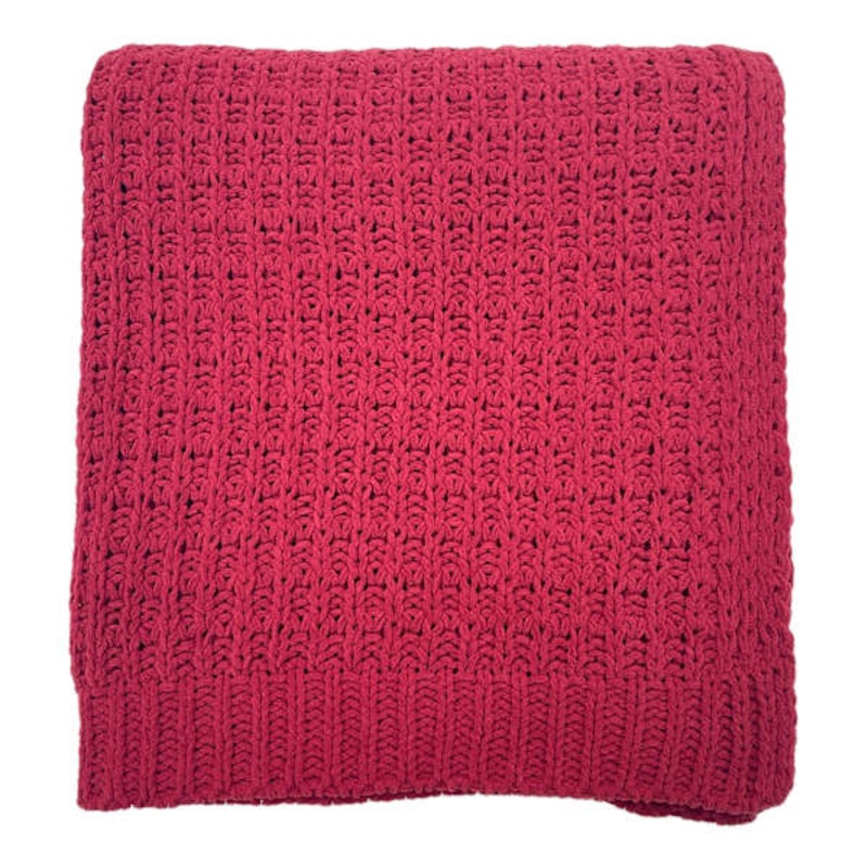 Red Chenille Knit Throw Blanket, 50×60