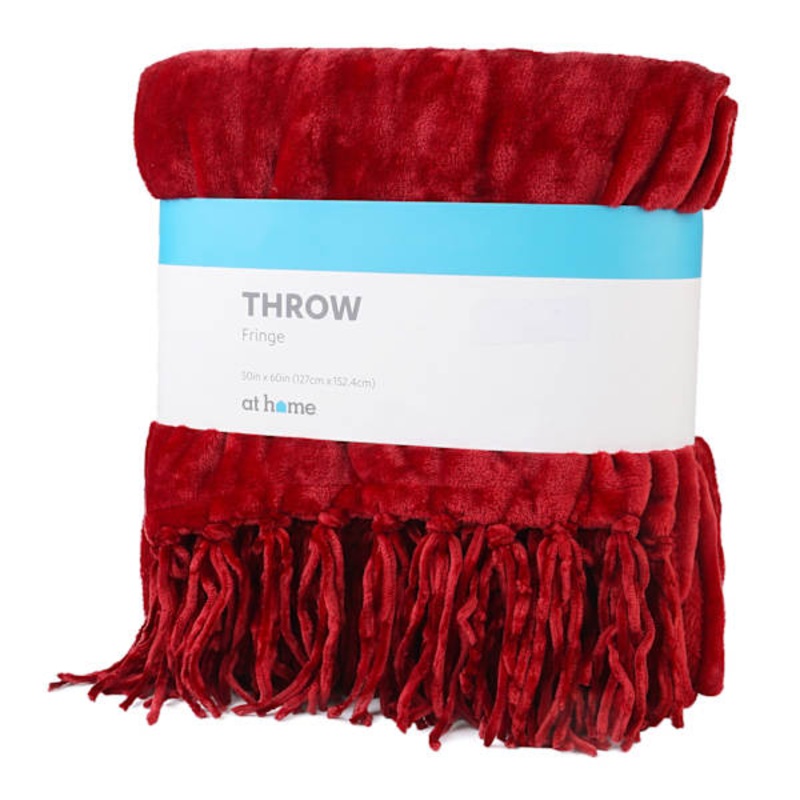 Red Fringe Throw Blanket, 50×60