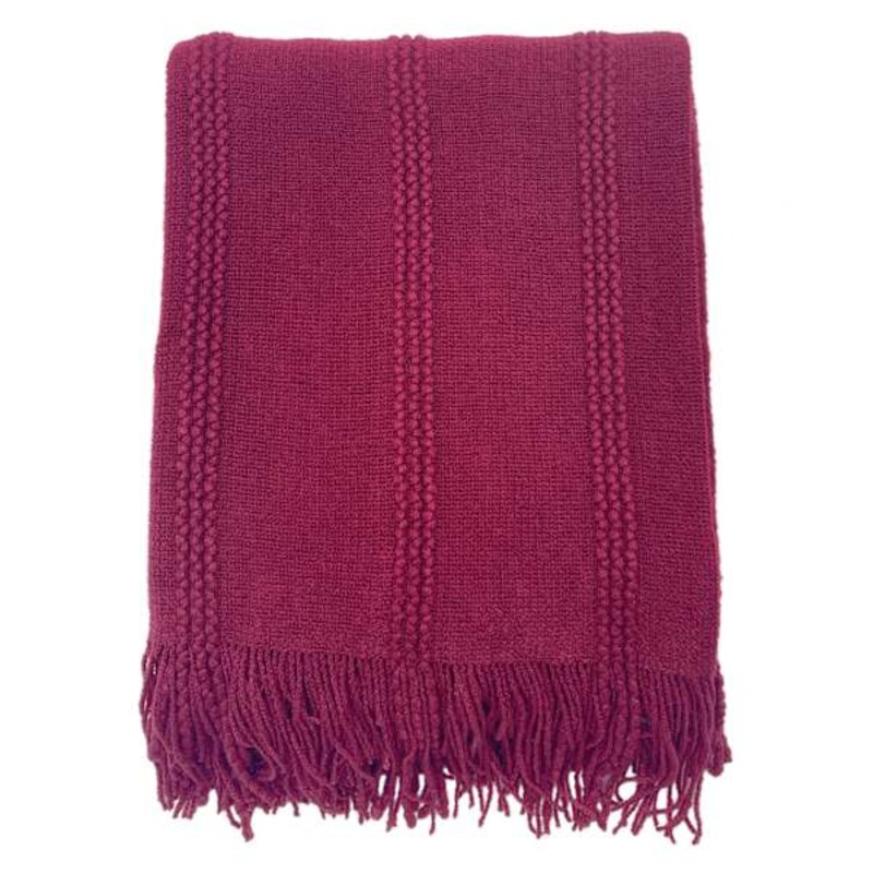 Red Striped Knit Throw Blanket, 50×60