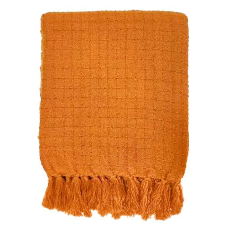 Rust Fuzzy Plaid Woven Throw Blanket, 50×60