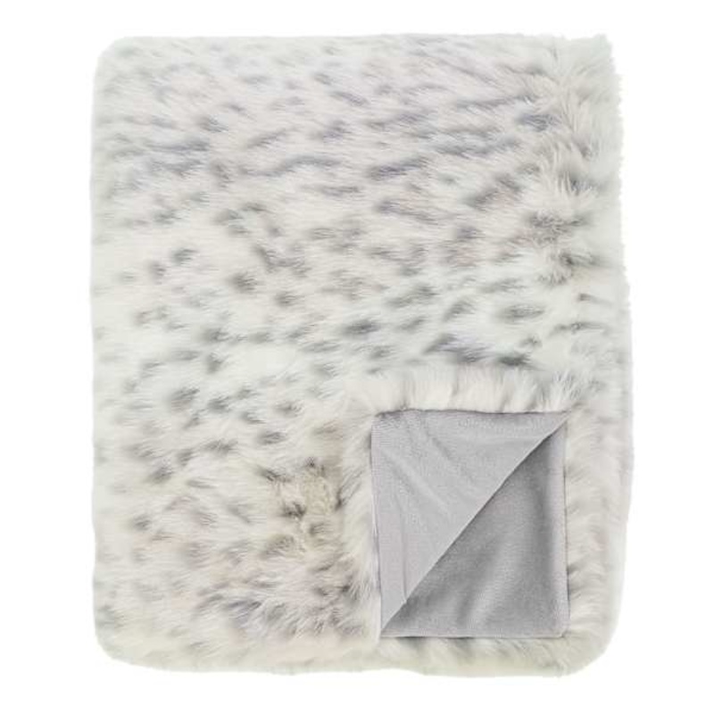Snow Leopard Faux Fur Throw Blanket,  50×60