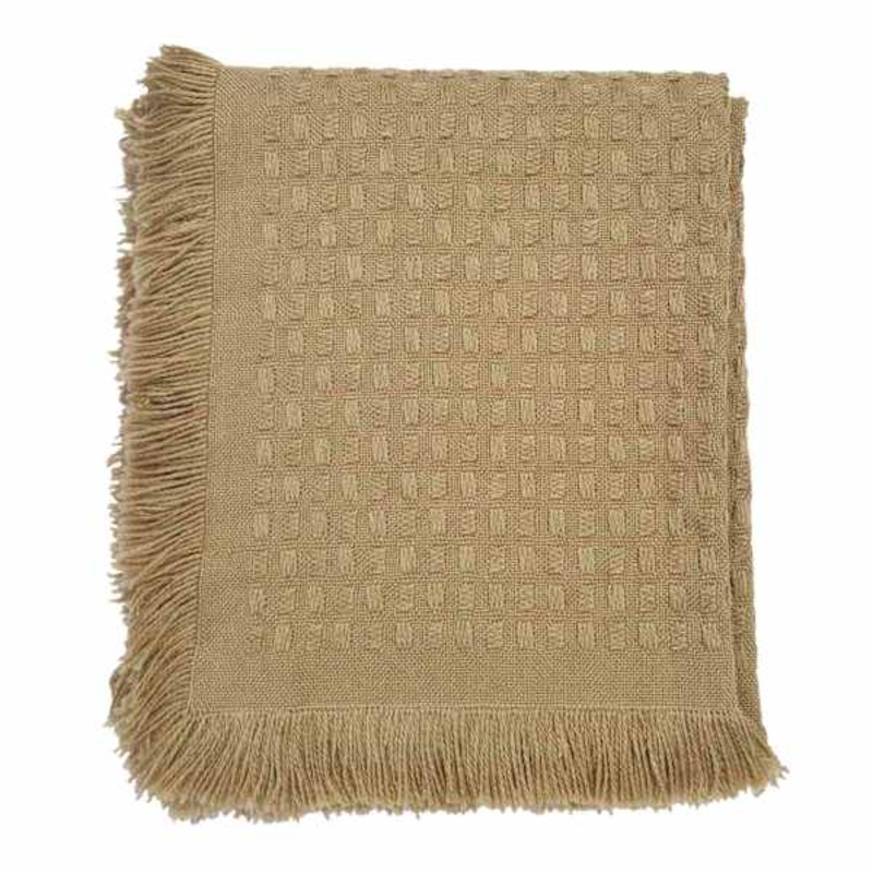 Tan Frayed Edge Woven Throw Blanket, 50×60