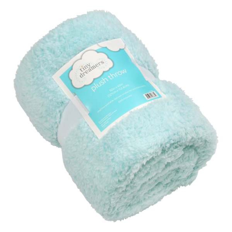 Tiny Dreamers Aqua Plush Sherpa Throw Blanket, 50×60