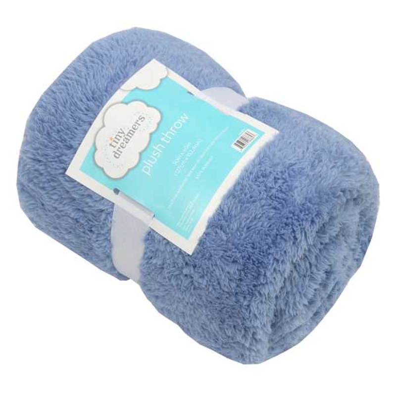 Tiny Dreamers Blue Plush Sherpa Throw Blanket, 50×60