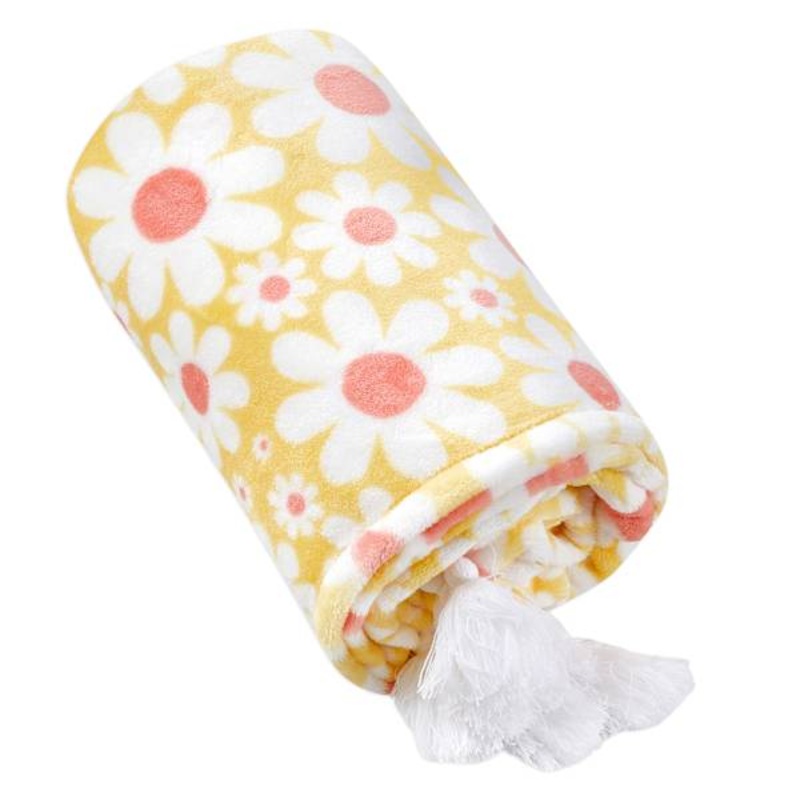 Tiny Dreamers Fairy Garden Yellow Daisy Print Throw Blanket, 50×60