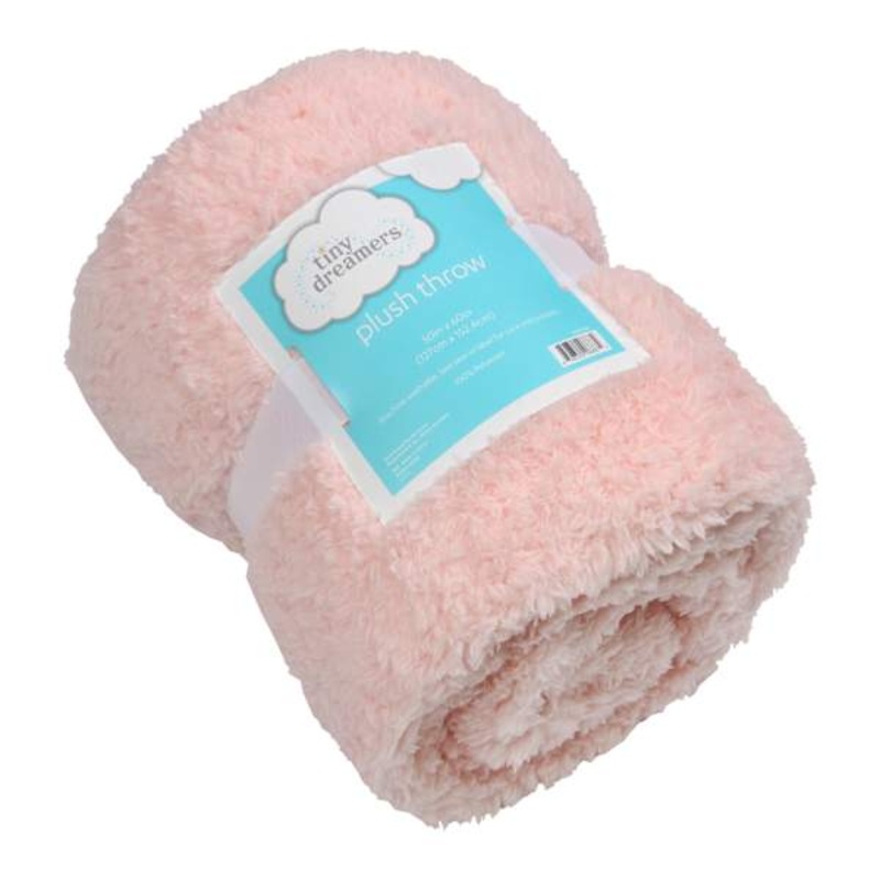Tiny Dreamers Pink Plush Sherpa Throw Blanket, 50×60