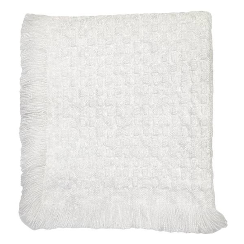 White Frayed Edge Throw Blanket, 50×60