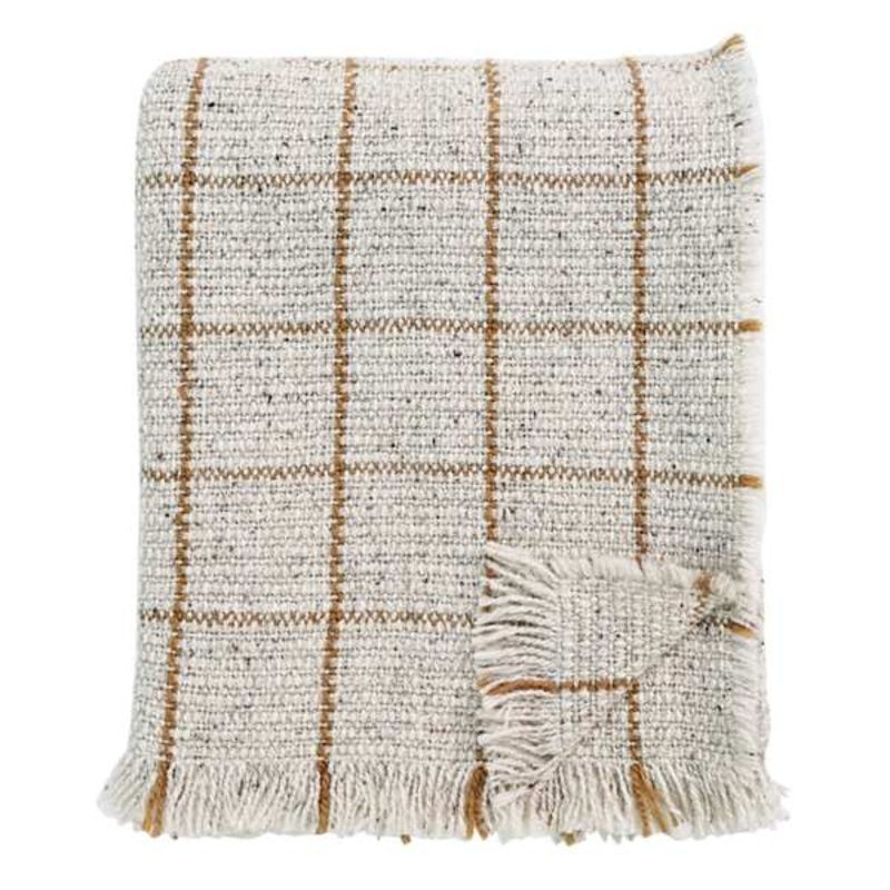 Windowpane Wool Blend Woven Throw Blanket, 50×60