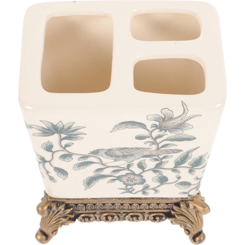 Alipis toothbrush holder made of ceramic storage on the worktop in the bathroom toothbrush holder for the worktop Vintage Harz storage space American style lovers