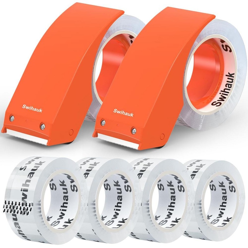 Angel Sar 1.88 in. 6 Roll+2 Dispenser Heavy Duty Packing Tape, Clear Package Tape for Shipping Moving Storage and Mailing JK10KI25