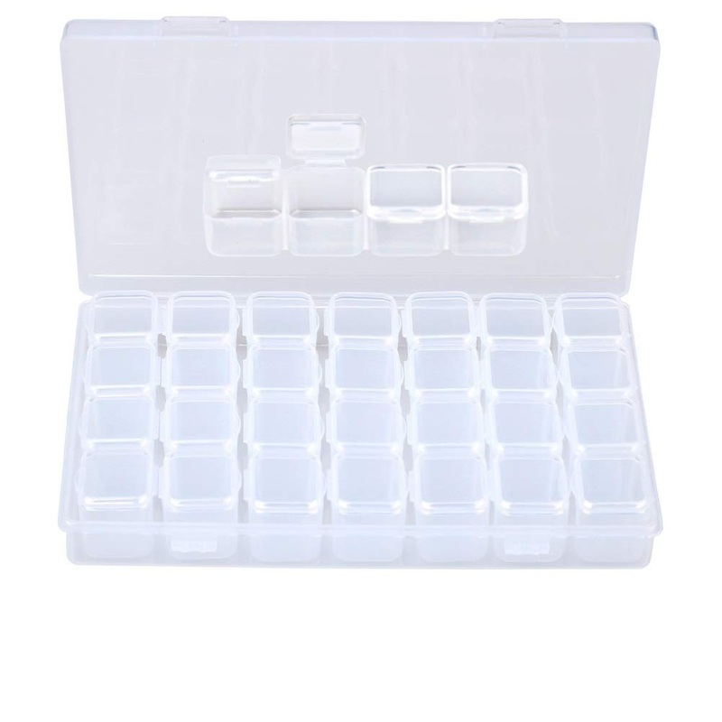 Siming sorting box transparent (empty) 28 compartments removable two-seater bead box