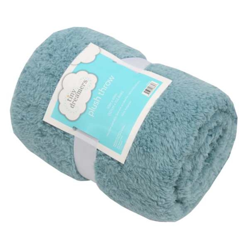 Tiny Dreamers Teal Plush Sherpa Throw Blanket, 50×60