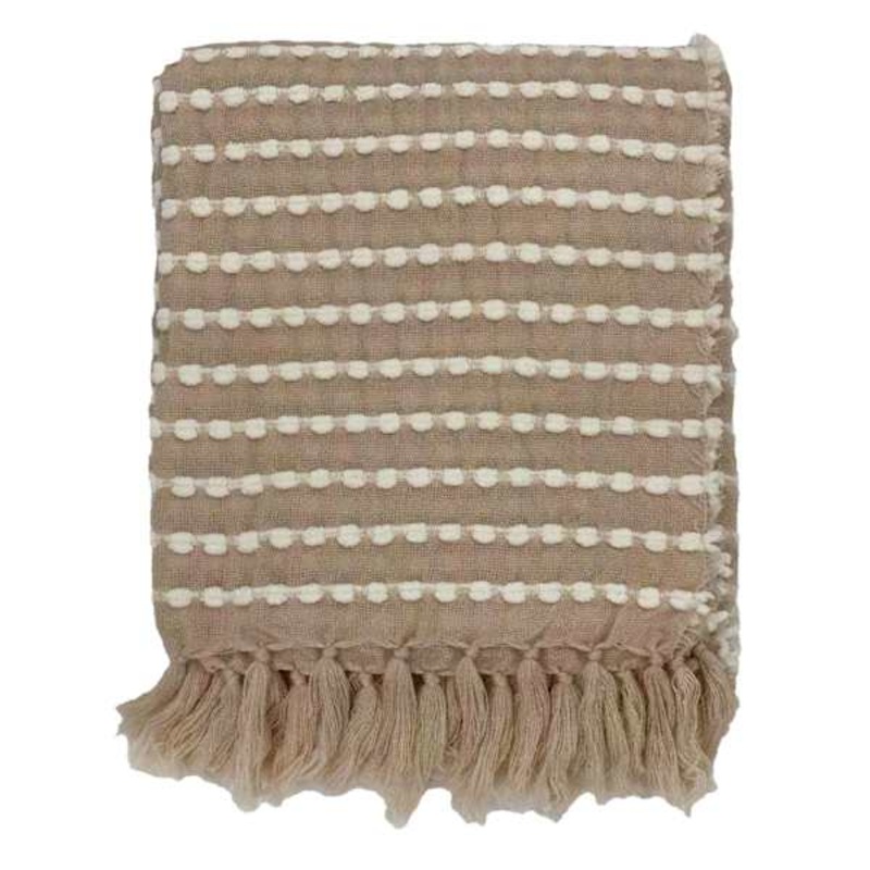 Tracey Boyd Rose Chenille Striped Woven Throw Blanket, 50×60