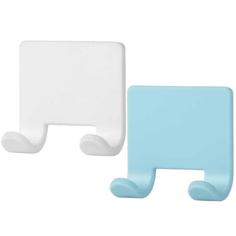 Vanzavanzu razor plane holder for shower wall 2 pack of adhesive hooks for hanging bathroom silicone waterproof shower hook hairbrush holder for towel blue & white 2-pack white and blue