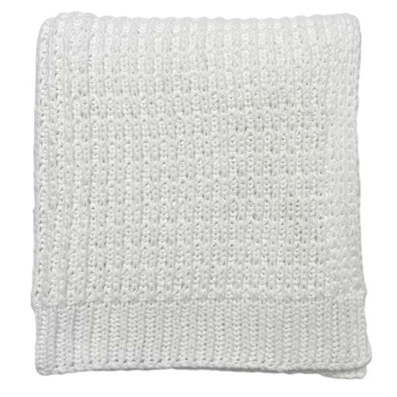 White Chenille Knit Throw Blanket, 50×60