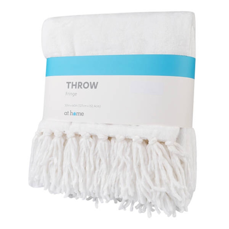 White Fringe Throw Blanket, 50×60