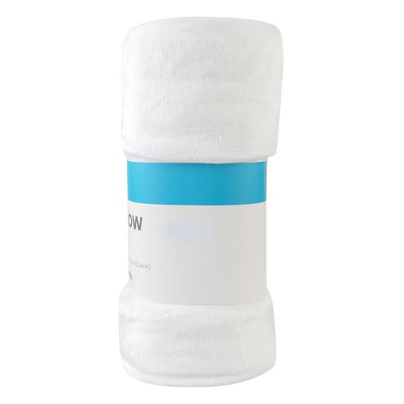 White Microfiber Plush Throw Blanket, 50×60