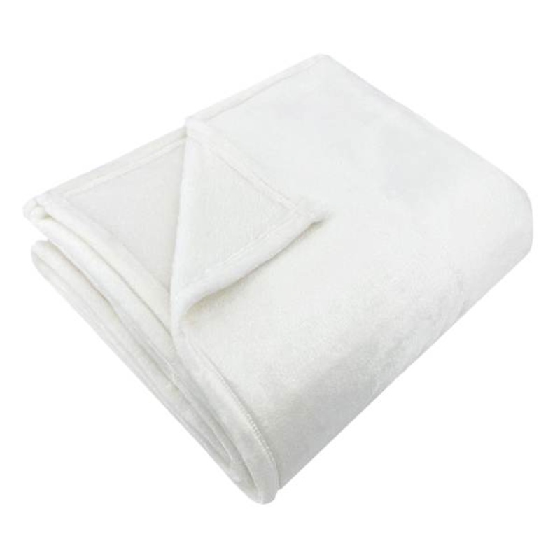 White Plush Bed Blanket, Full/Queen