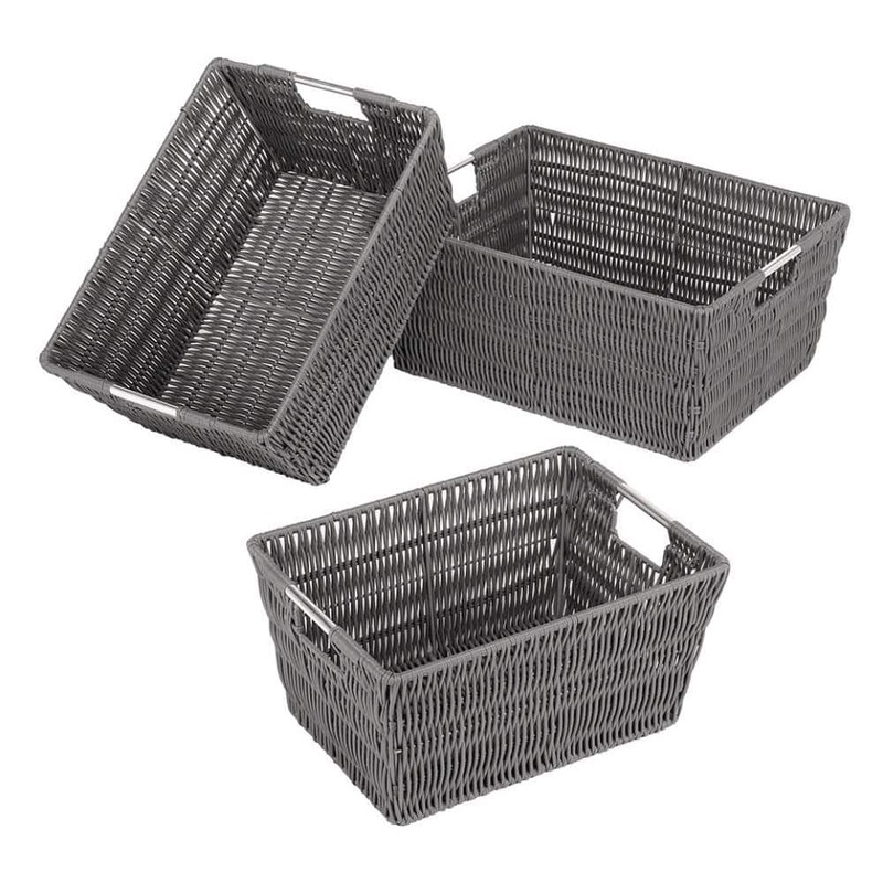 Whitmor 6.5 in. H x 14.6 in. W x 11.4 in. D Gray Metal Cube Storage Bin 3-Pack 6500-1959-GREY